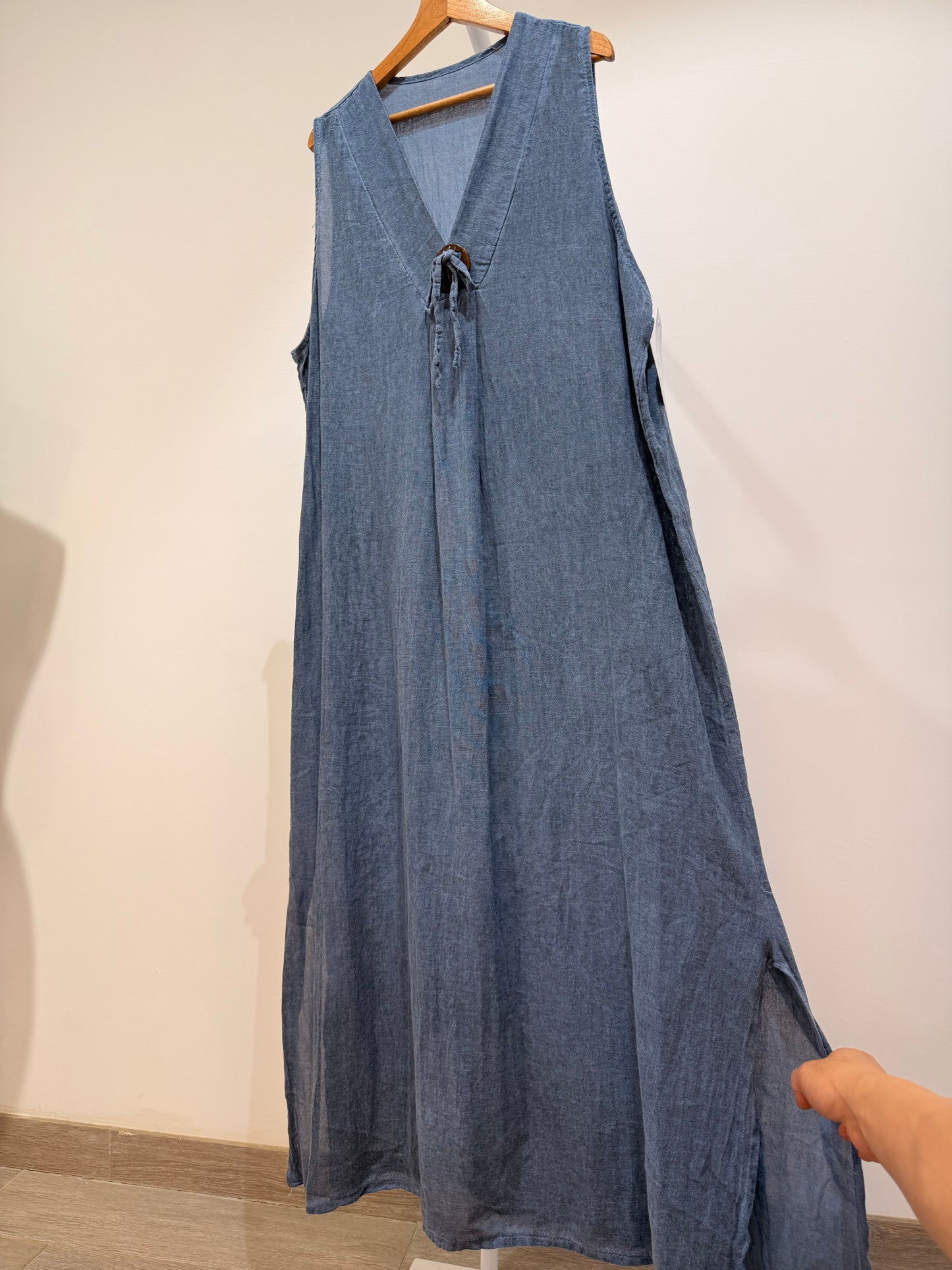 Vestido Largo de Algodón con Aberturas