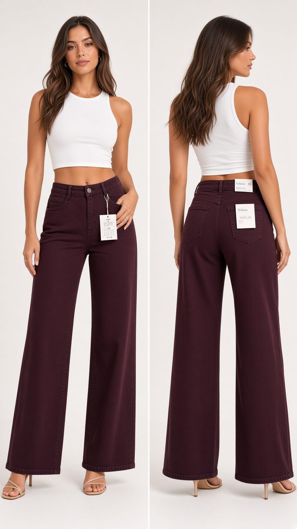 Pantalón Vaquero Wide Leg Berenjena 007