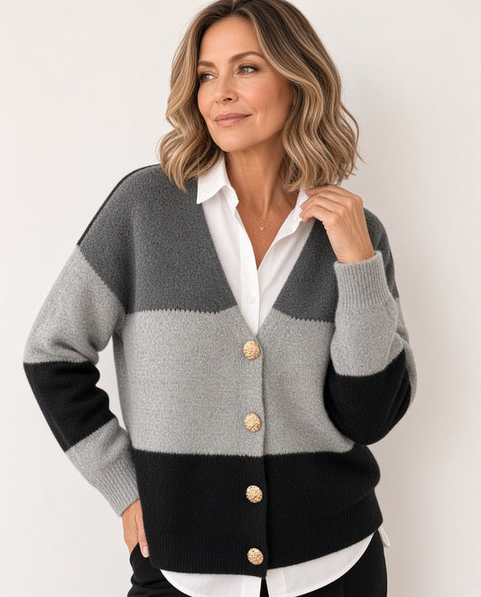 Chaqueta de punto tricolor Holgada 2126