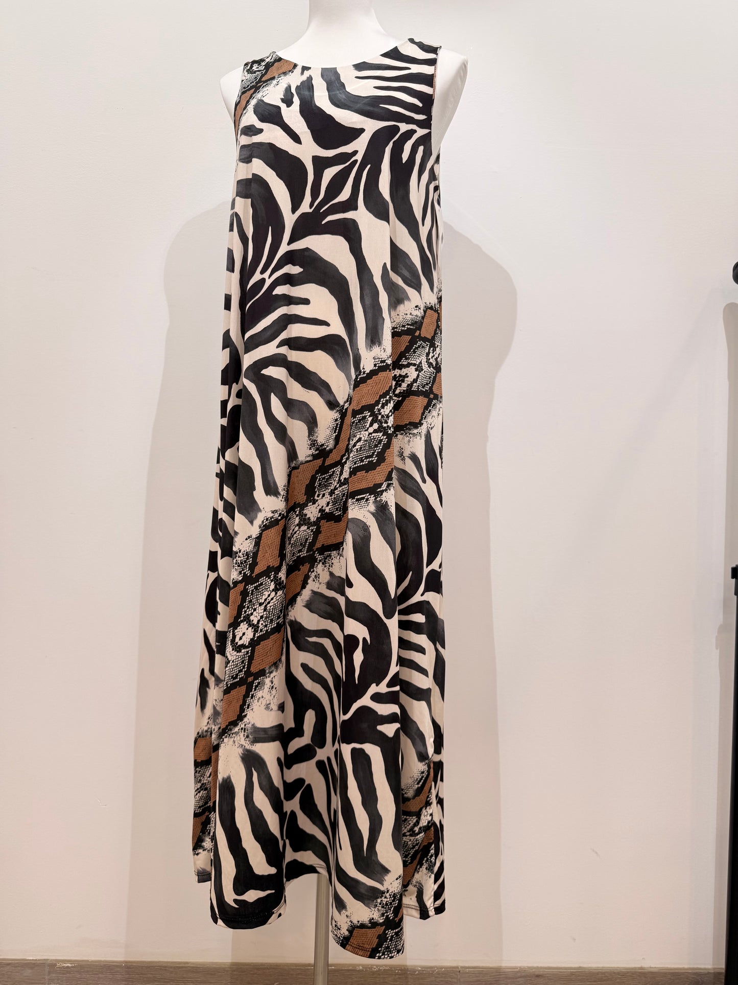 Vestido Largo de Licra Fría Cebra y Serpiente 255531