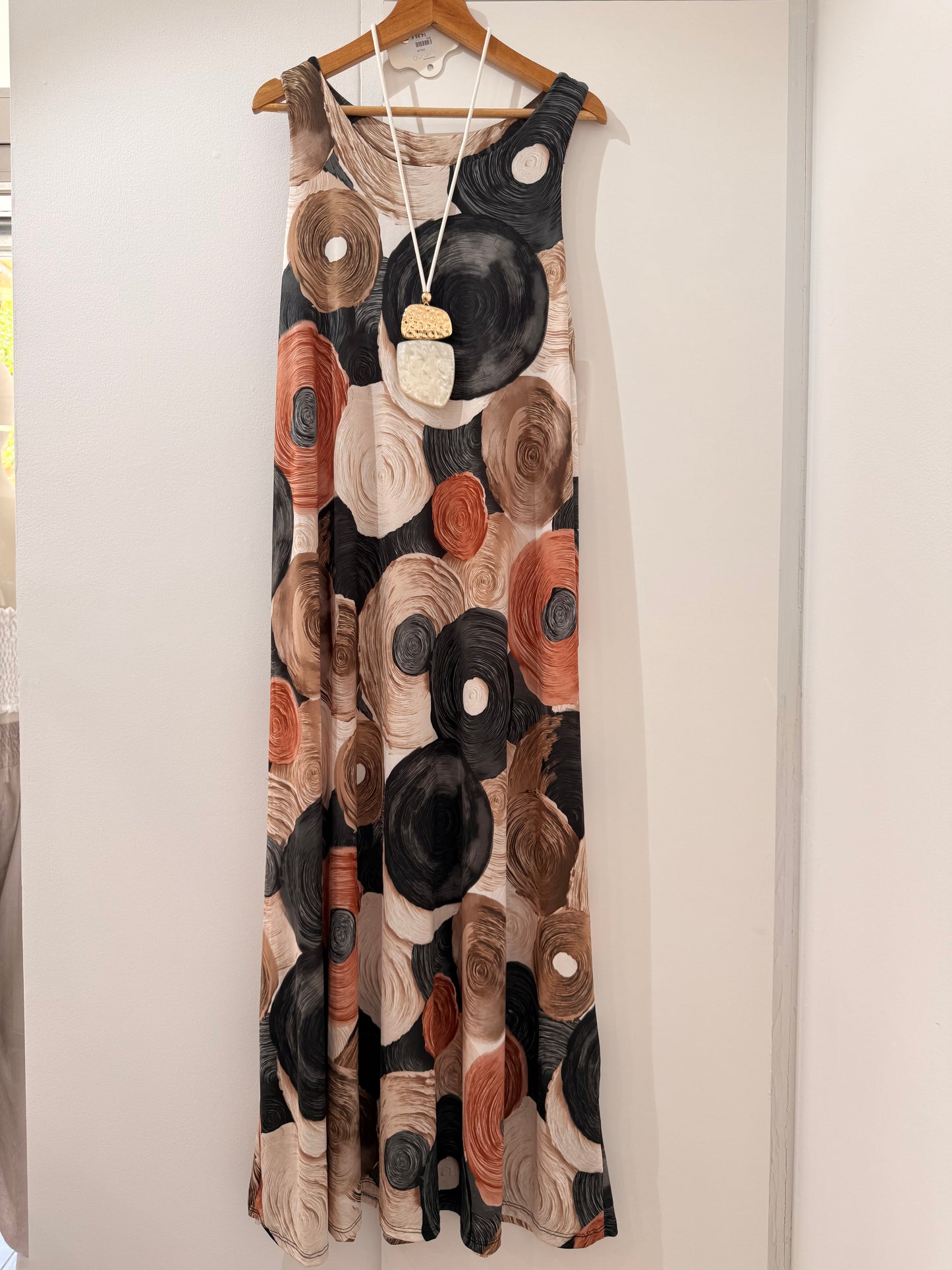 Vestido Estampado de Círculos Espirales Licra fría 25553