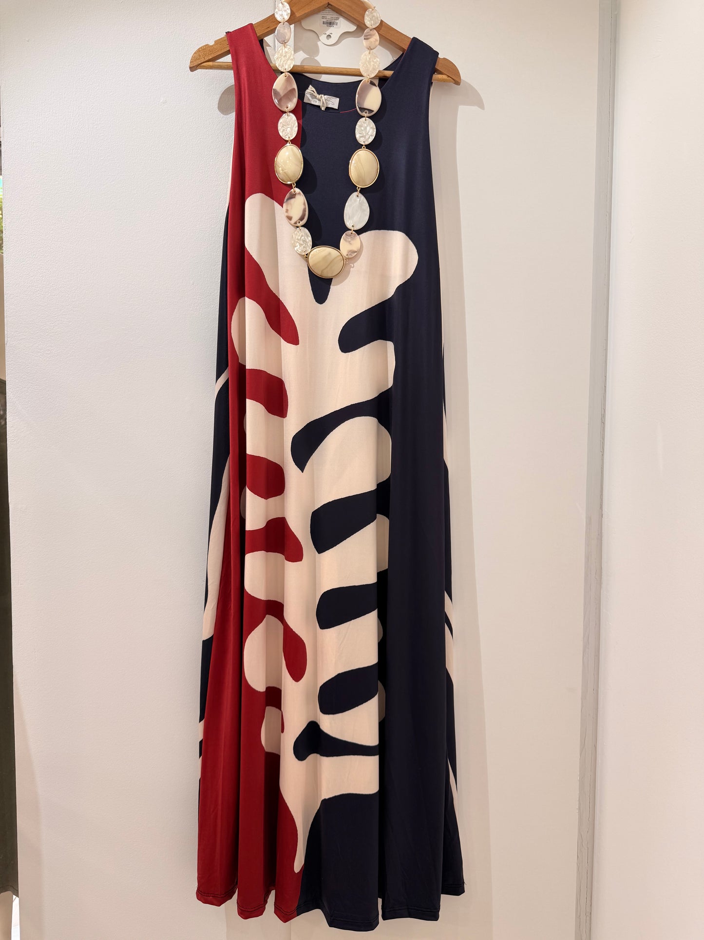 Vestido Largo Licra fría Bicolor Hojas 2513