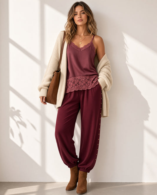 Pantalón Chándal Bombacho con Tachuelas 9223