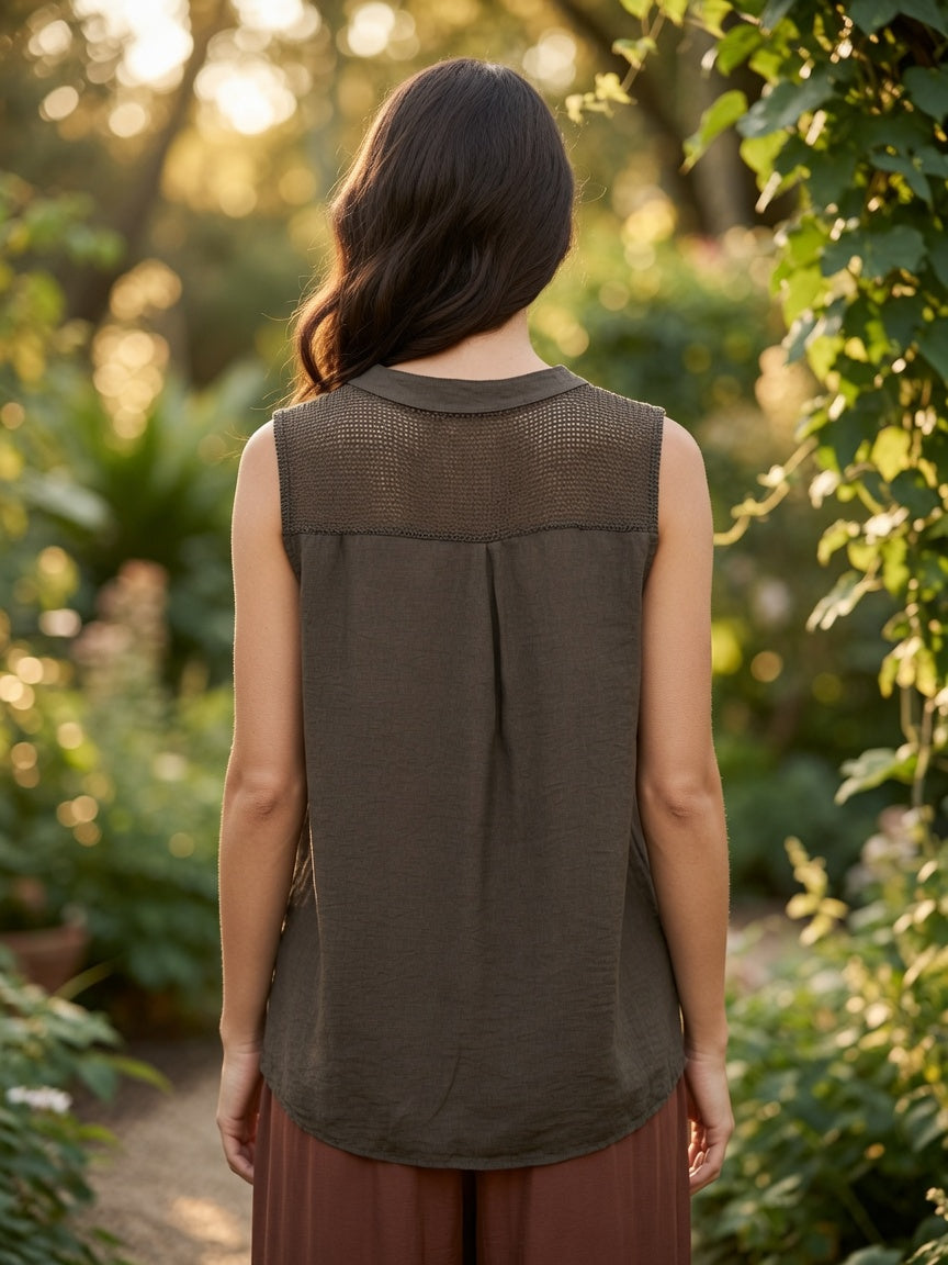Blusa sin mangas con detalle de rejilla