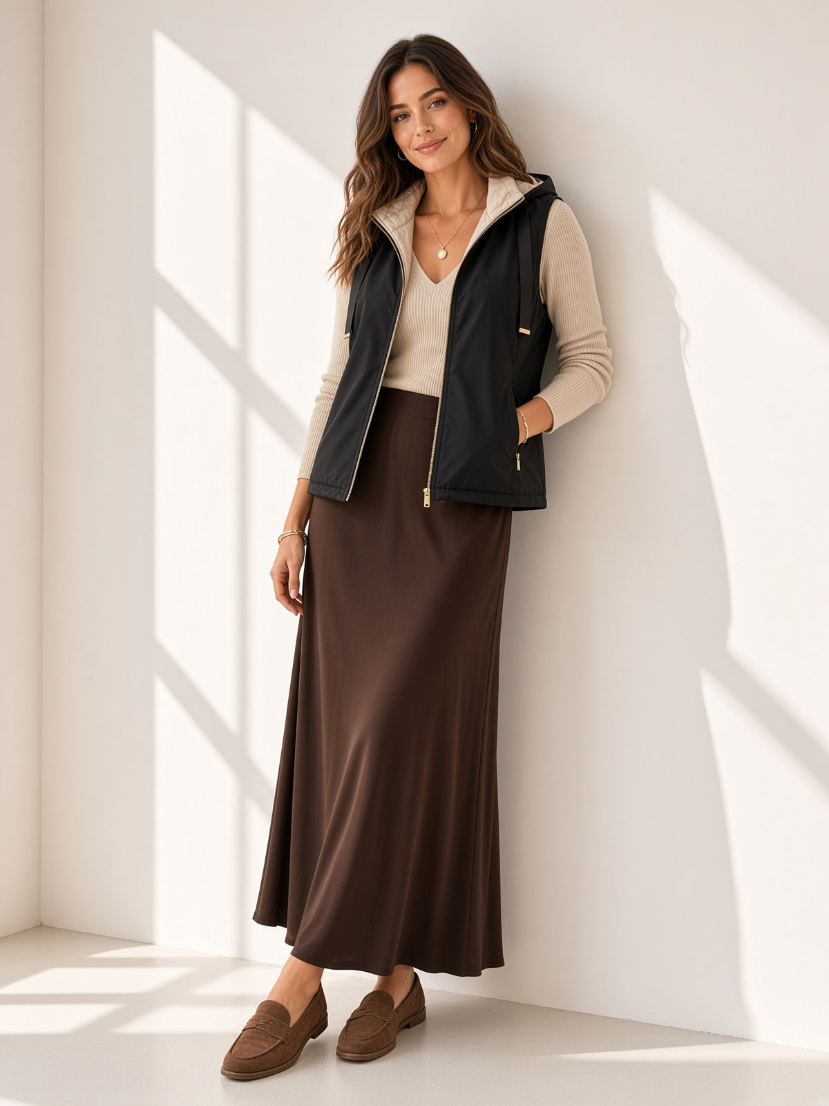 Chaleco Reversible Acolchado con Capucha J8222