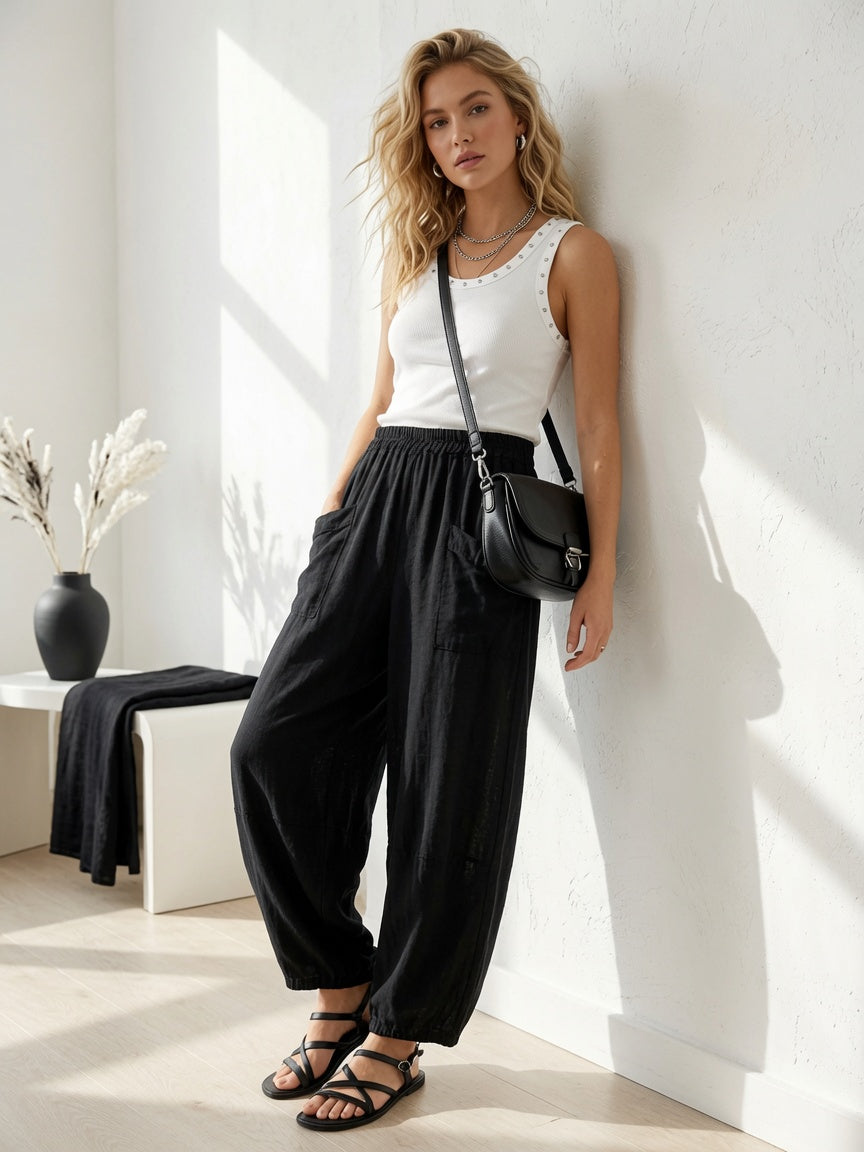 Pantalón Bombacho / Casual de Algodón