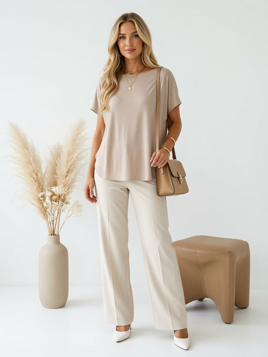 Camiseta Básica Oversize de Viscosa