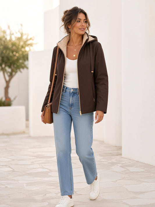 Chaqueta Acolchada Reversible con Capucha Desmontable J8111