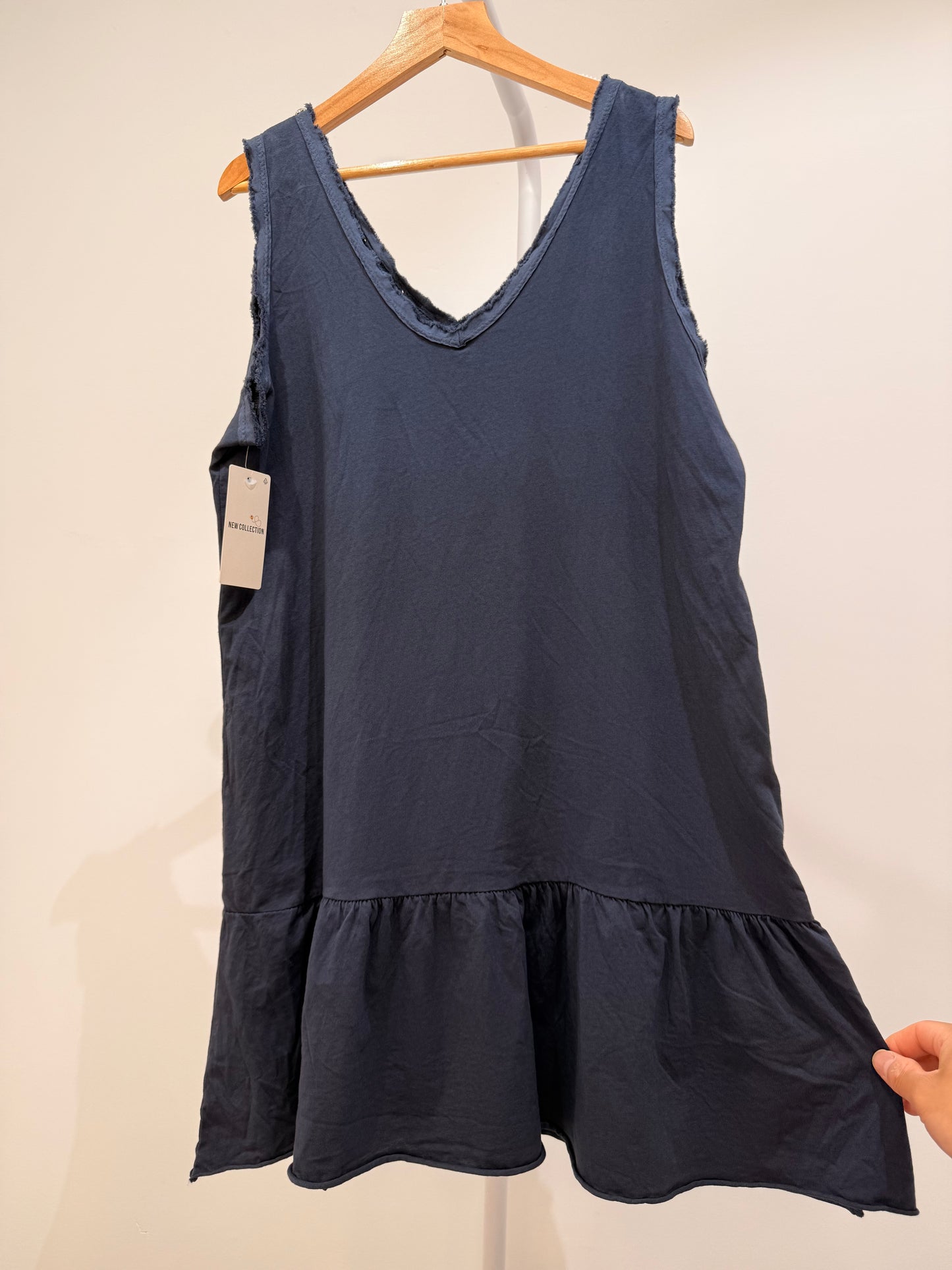 Vestido Corto de Algodón con Tachuelas de Estrellas y Volante