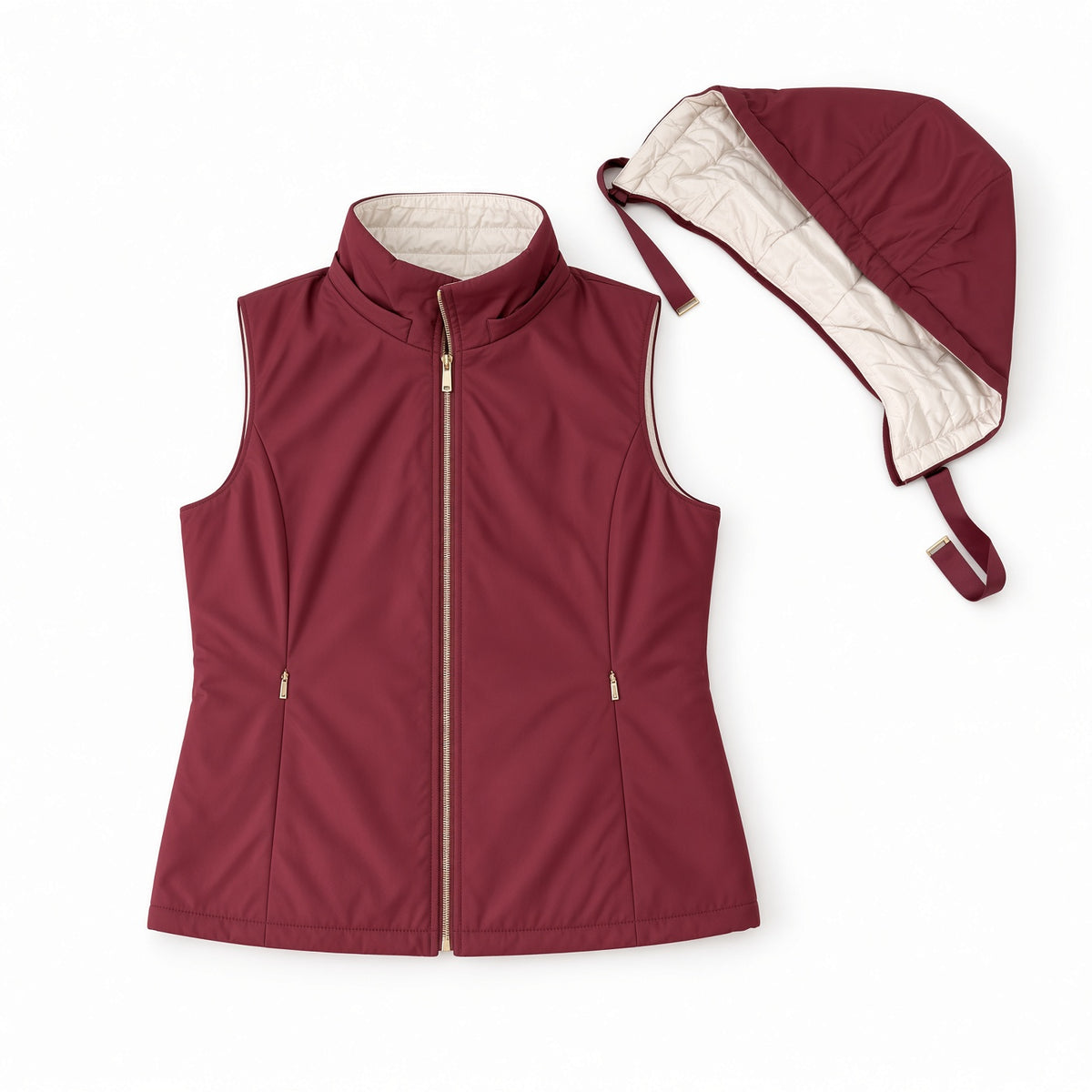 Chaleco Reversible Acolchado con Capucha J8222