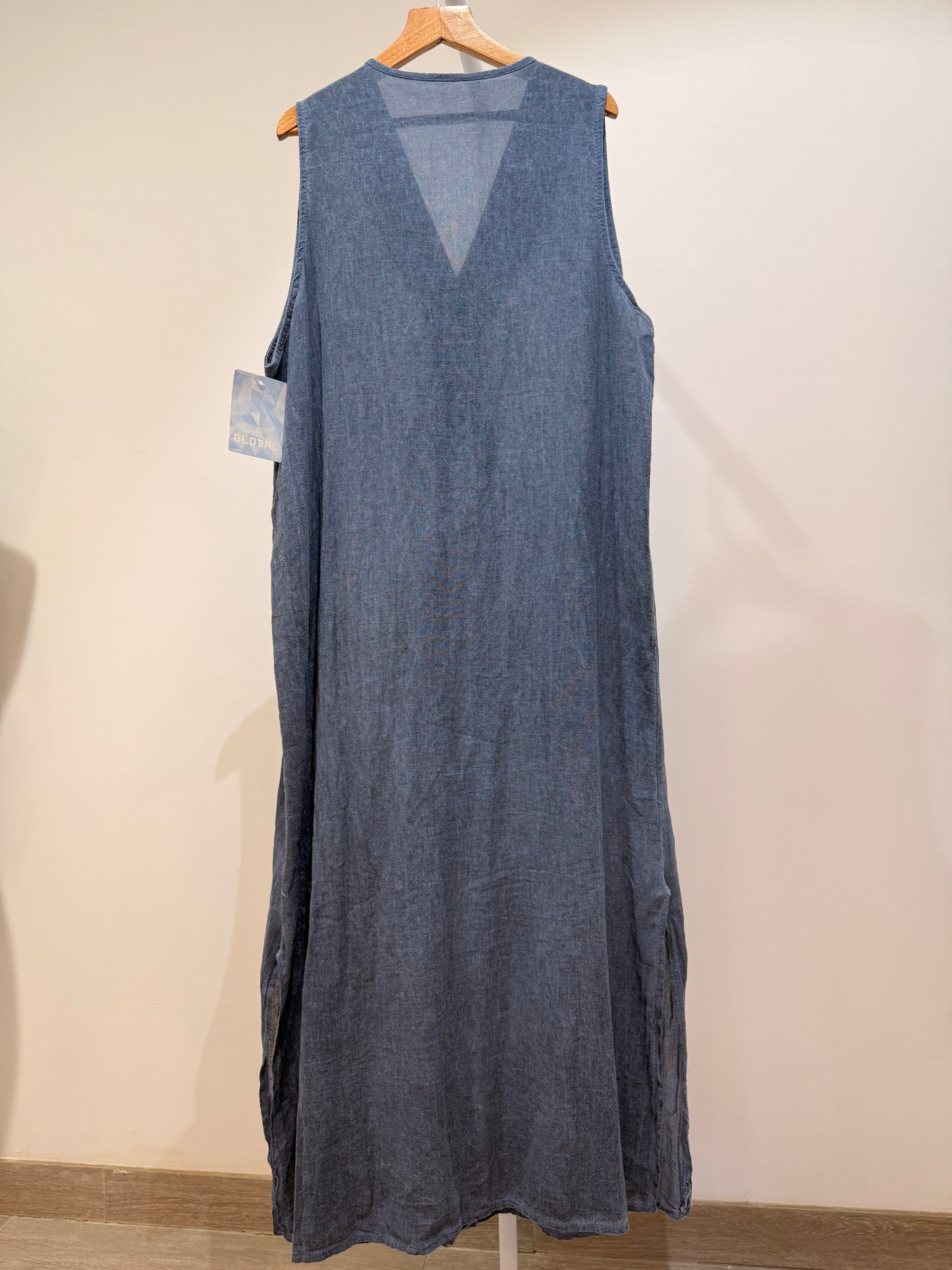 Vestido Largo de Algodón con Aberturas