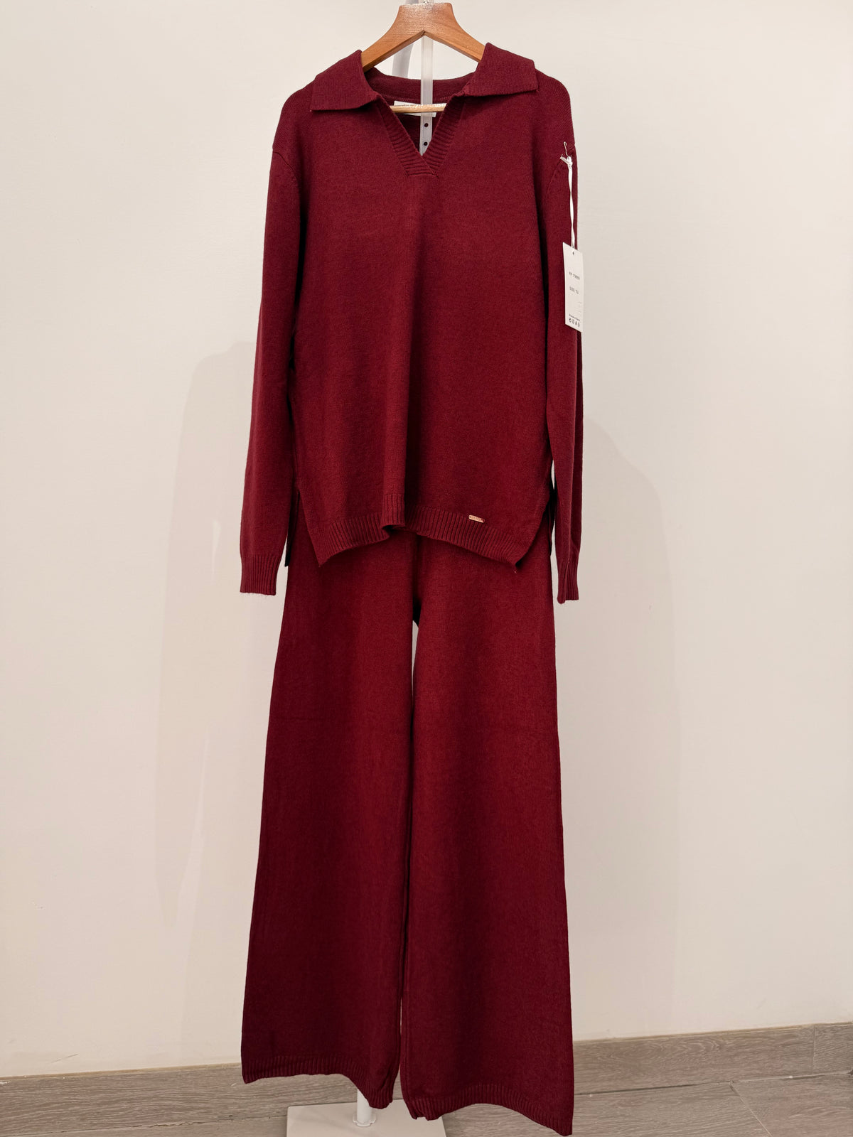 Conjunto de punto (Jersey con cuello polo y Pantalón ancho) 9859