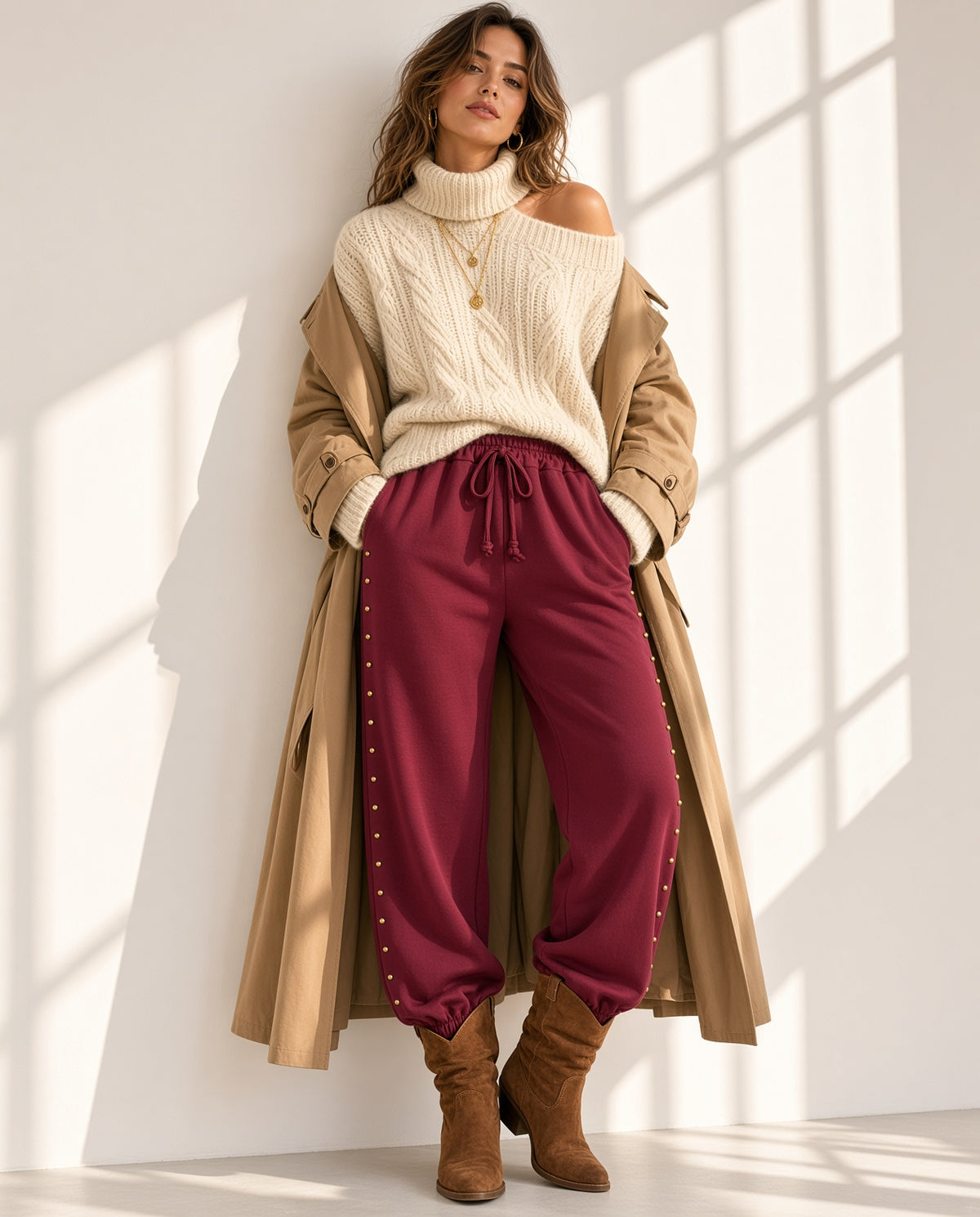 Pantalón Chándal Bombacho con Tachuelas 9223