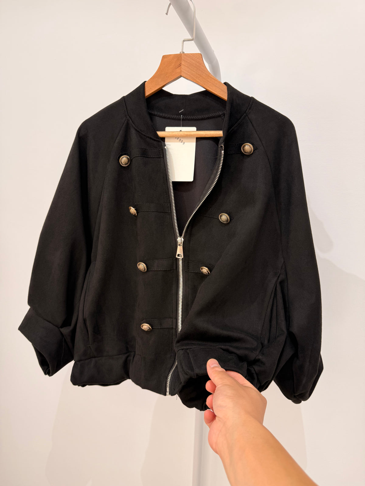 Chaqueta corta militar de antelina  (Manga 3/4) 28959