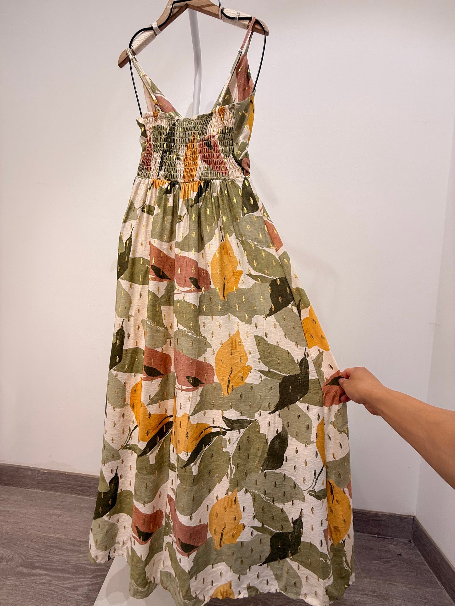 Vestido Maxi Largo Estampado de Hojas