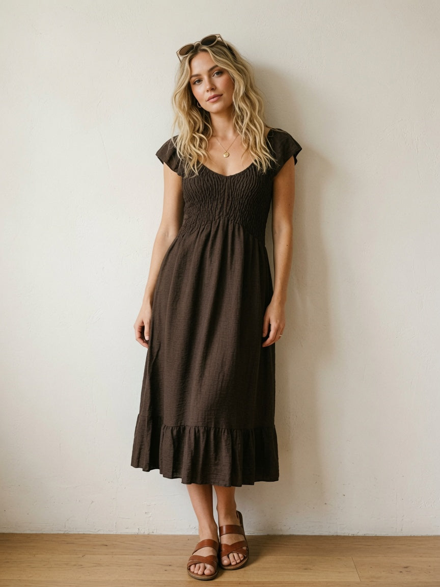 Vestido Midi Nido de Abeja 33966