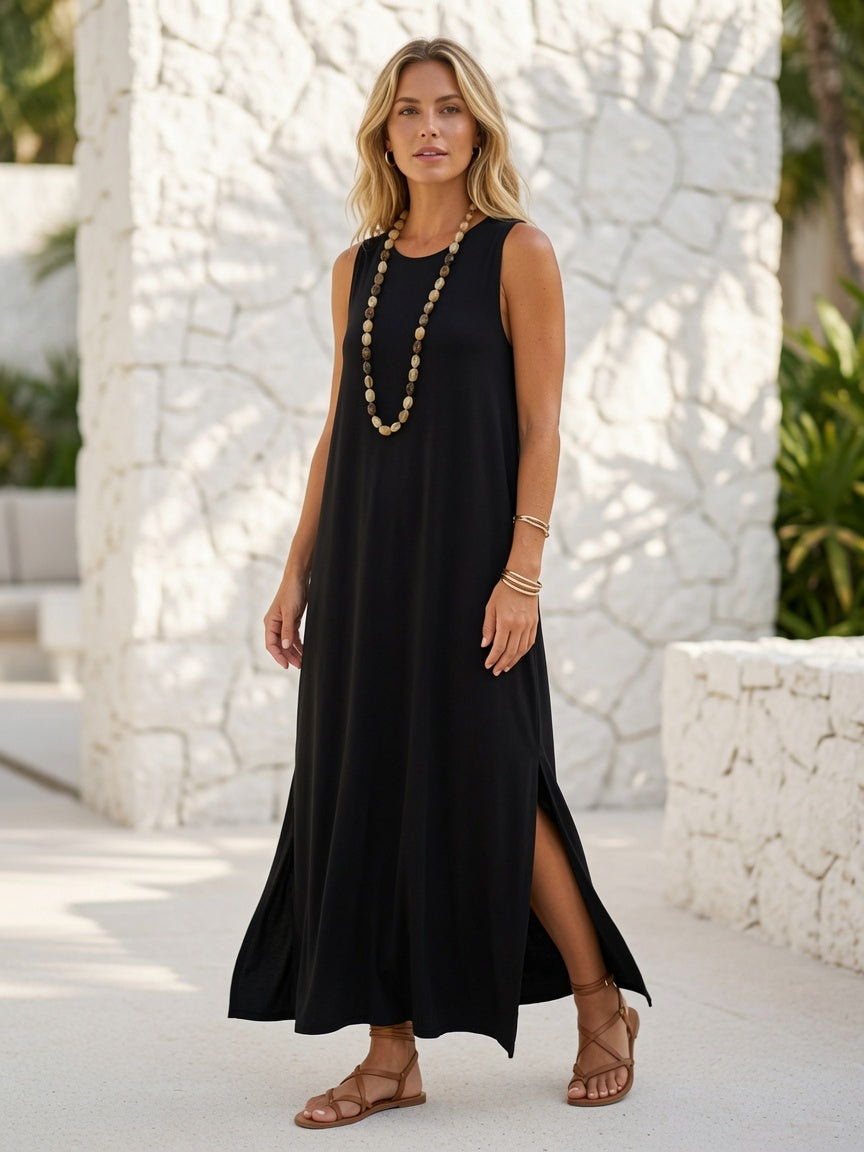 Vestido Largo Liso Licra Fría 474
