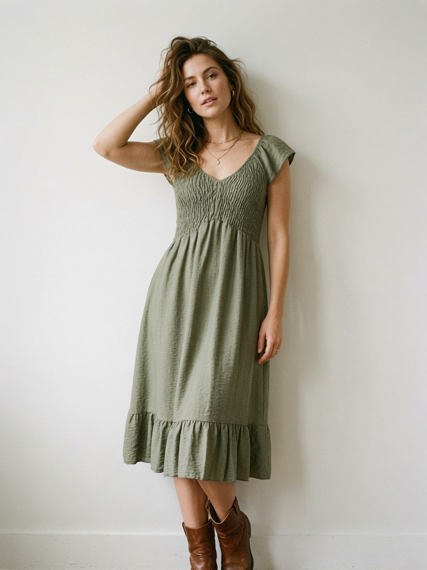 Vestido Midi Nido de Abeja 33966