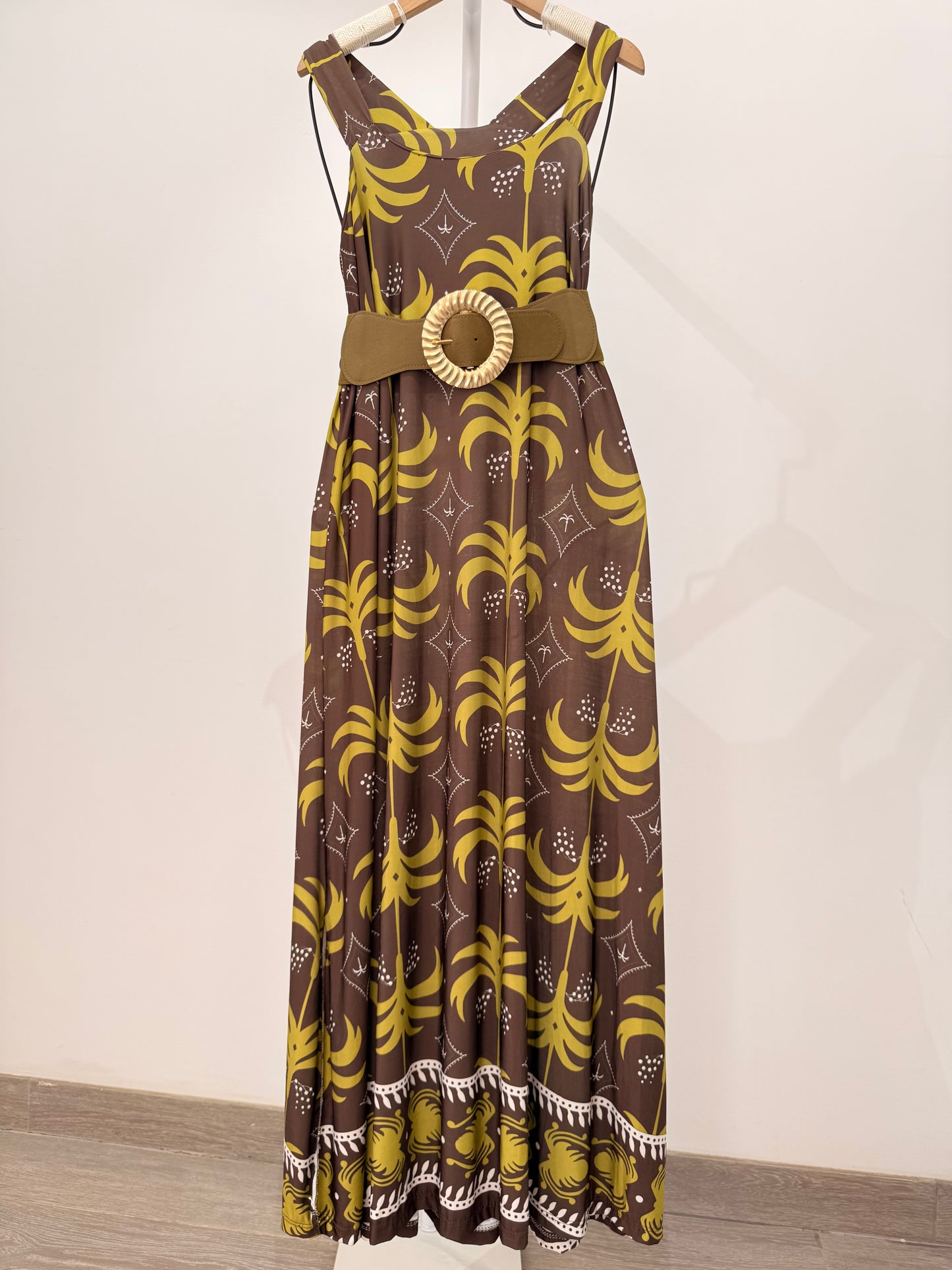 Vestido Licra Fría estampado de palmeras 2520