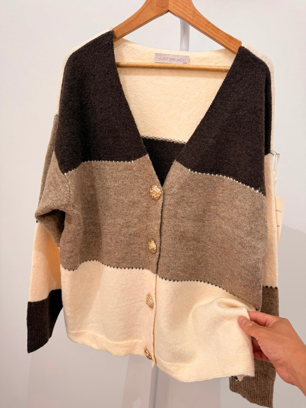 Chaqueta de punto tricolor Holgada 2126