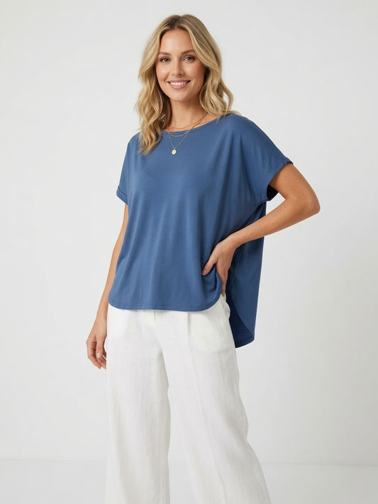 Camiseta Básica Oversize de Viscosa 9227