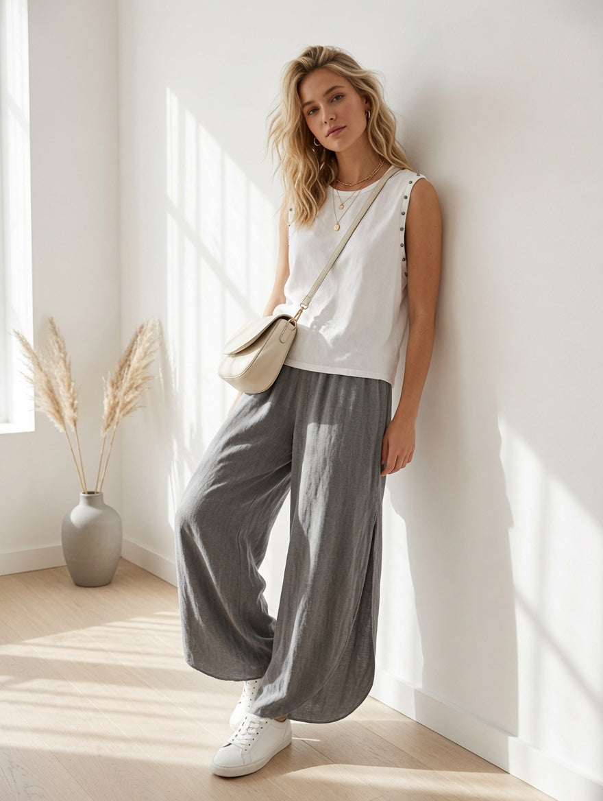Pantalón Cruzado de Algodón (Estilo Boho)