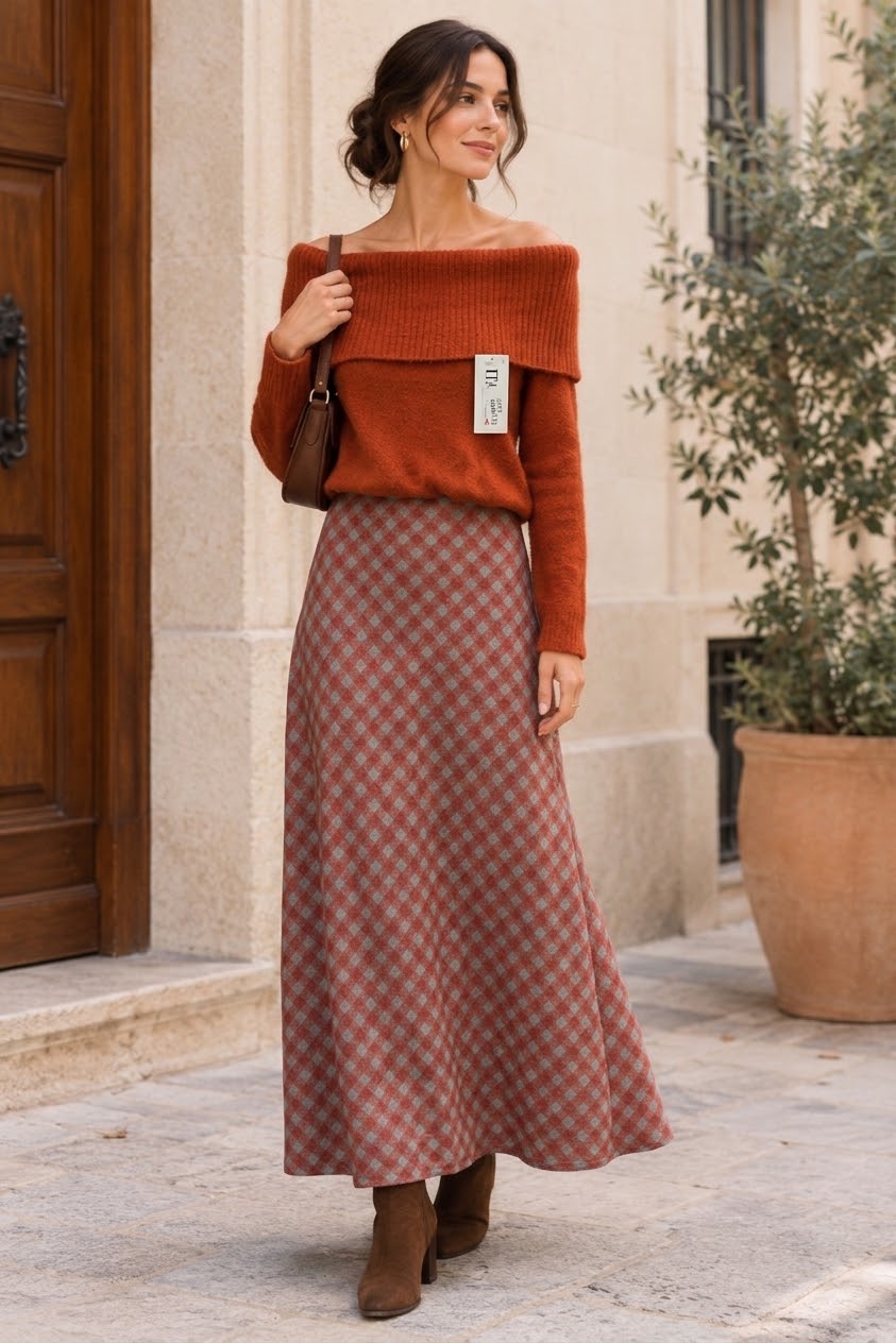 Jersey de punto estilo Bardot (hombros descubiertos) 8596