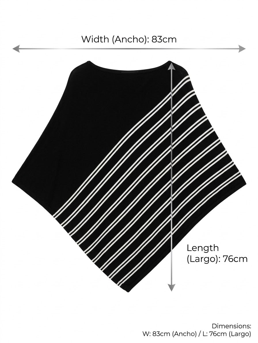 Poncho de punto a rayas 80768