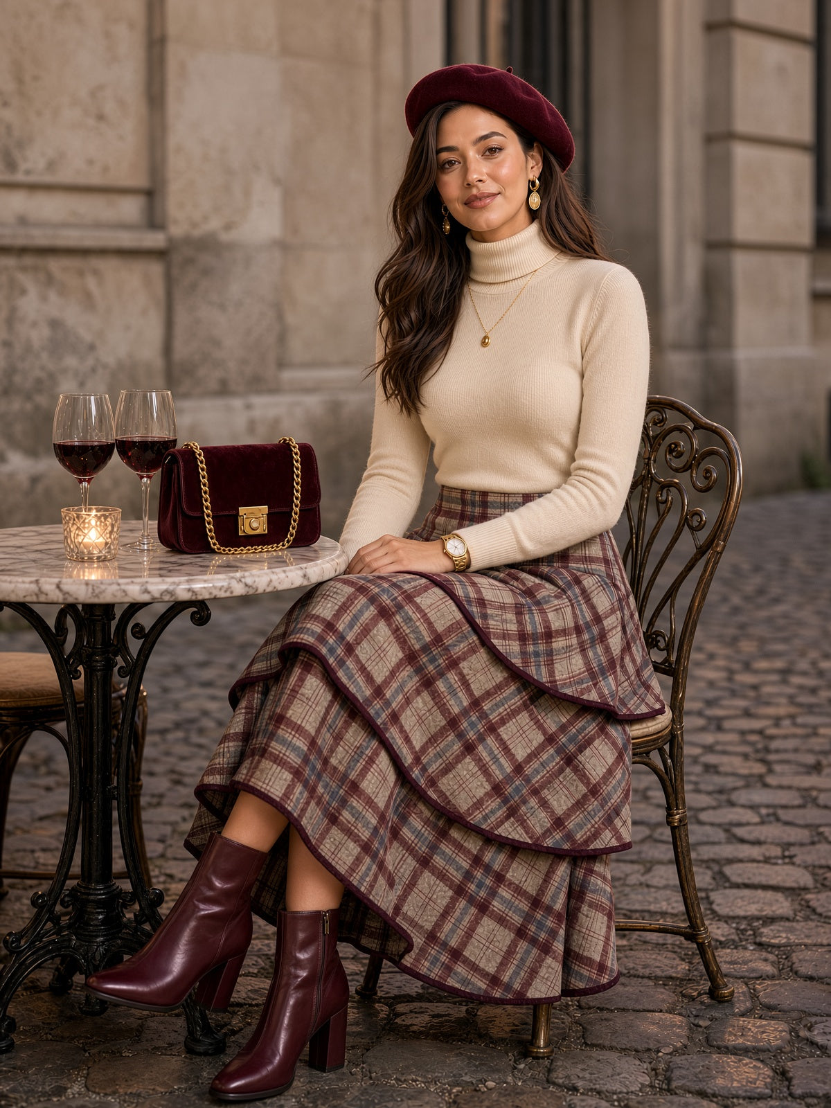 Falda larga de volantes 128351