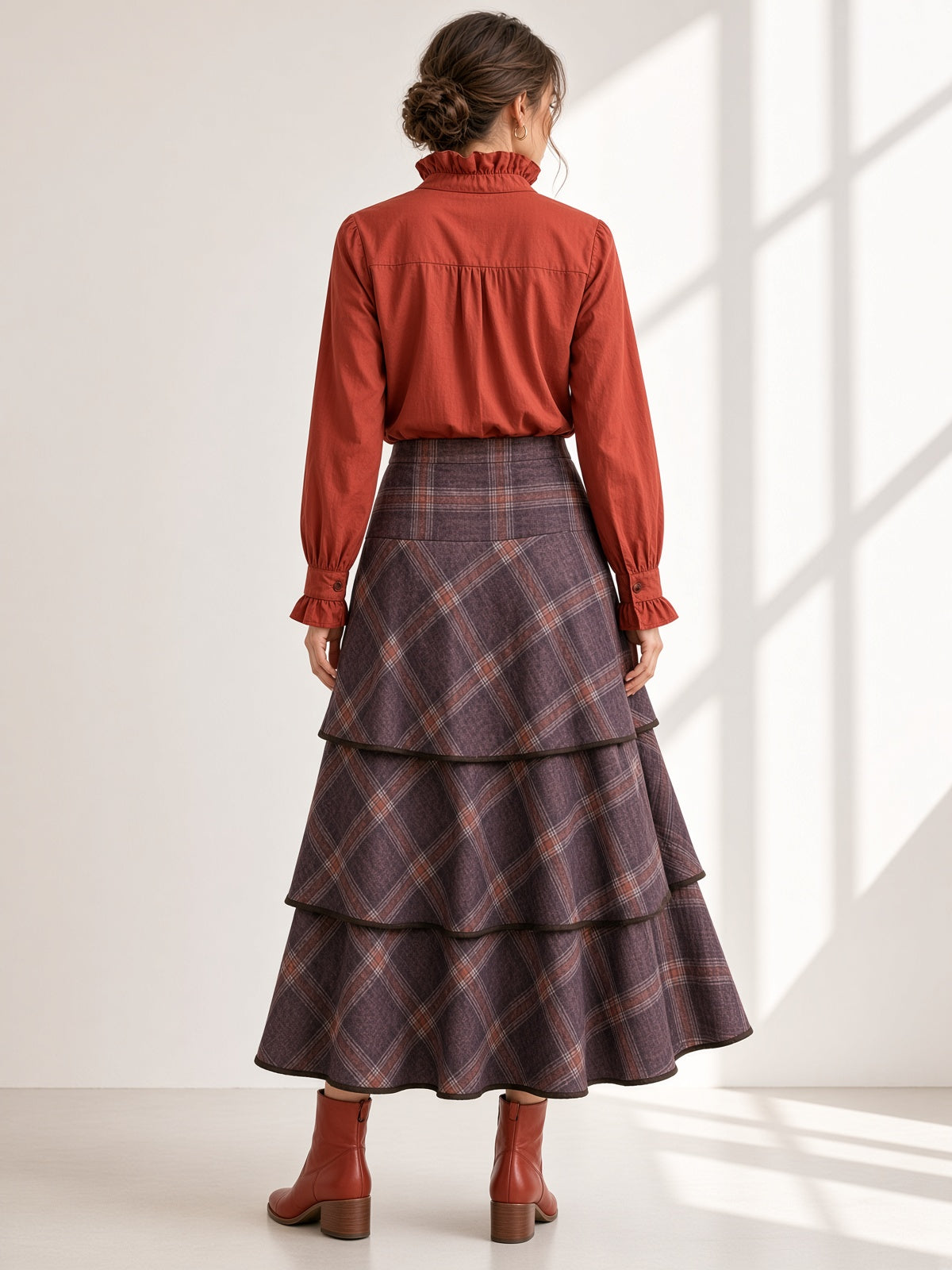 Falda larga de volantes 128351