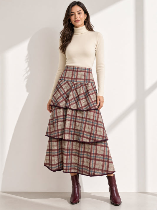 Falda larga de volantes 128351