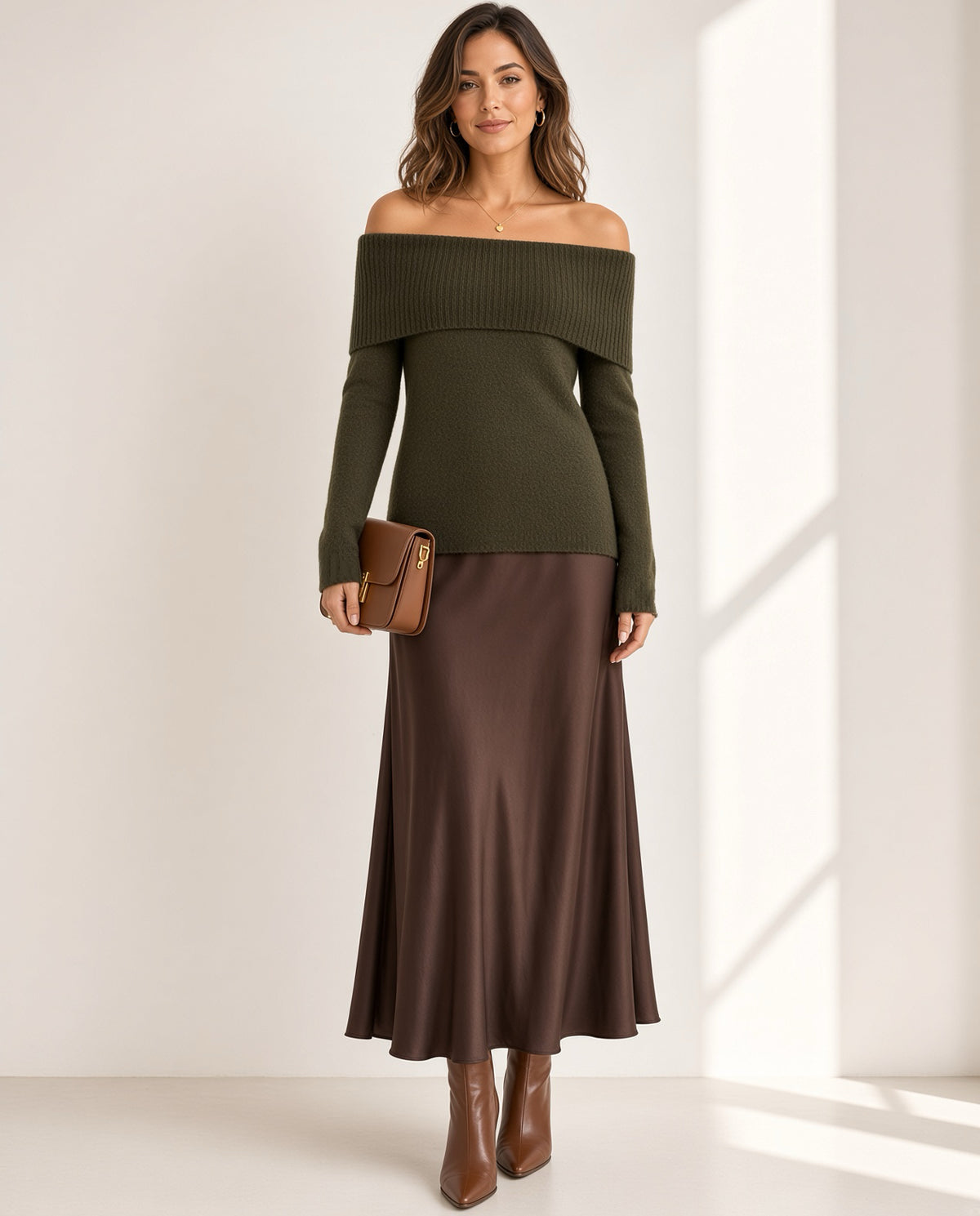 Jersey de punto estilo Bardot (hombros descubiertos) 8596