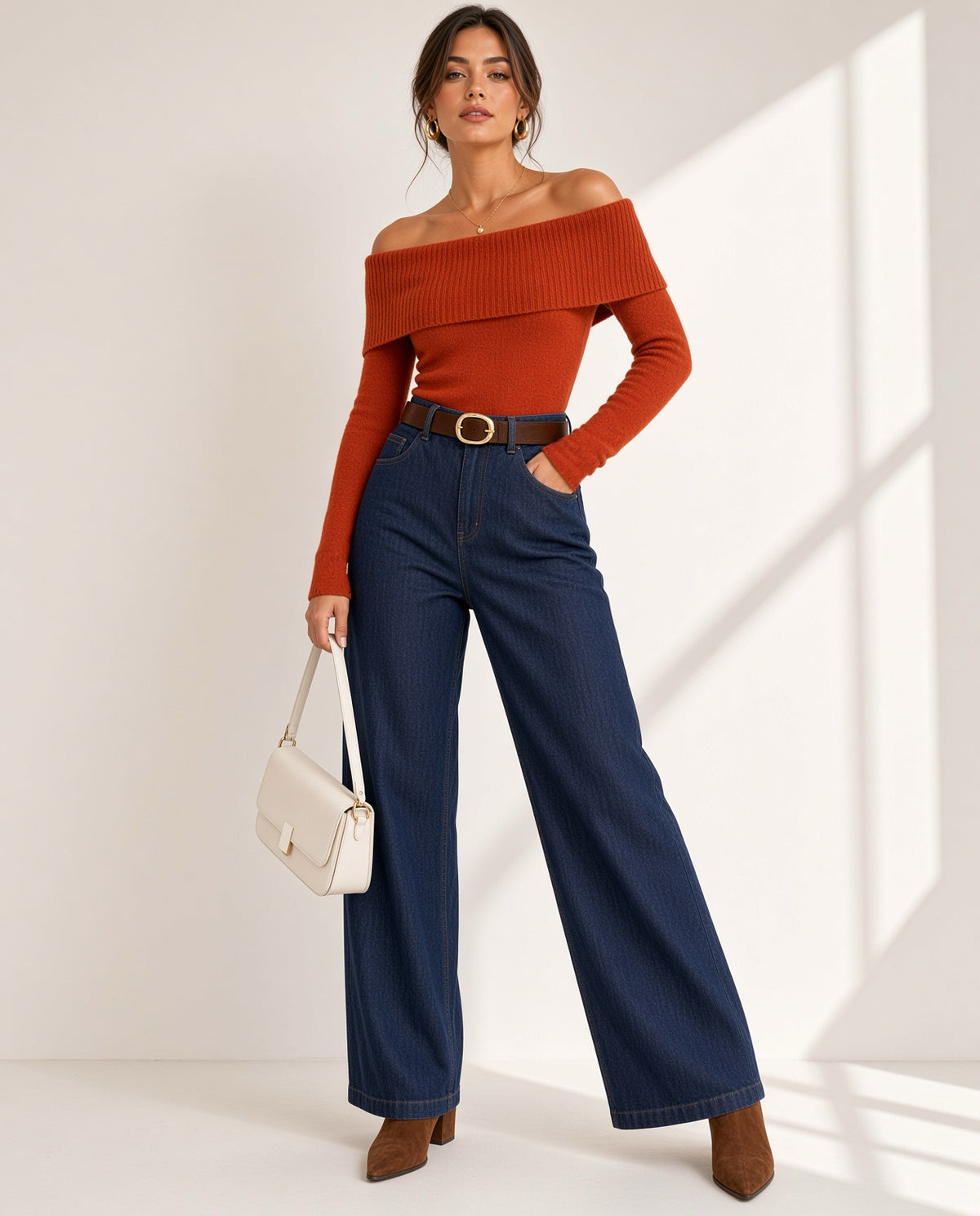 Jersey de punto estilo Bardot (hombros descubiertos) 8596