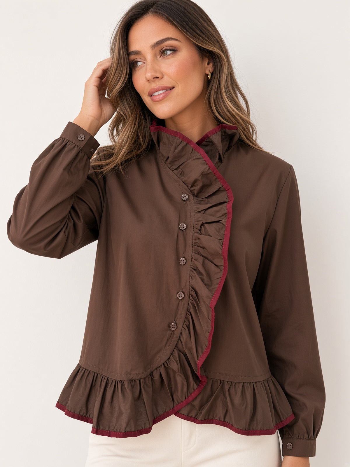 Camisa con volantes 39818