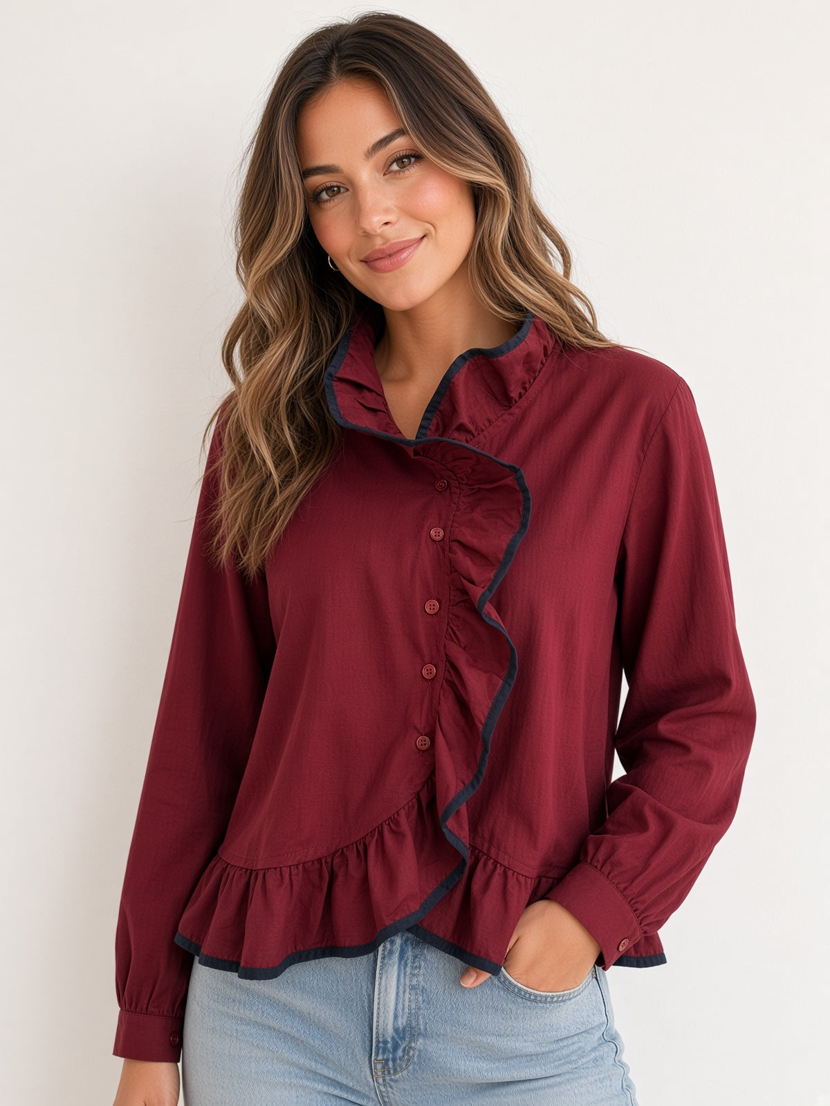 Camisa con volantes 39818