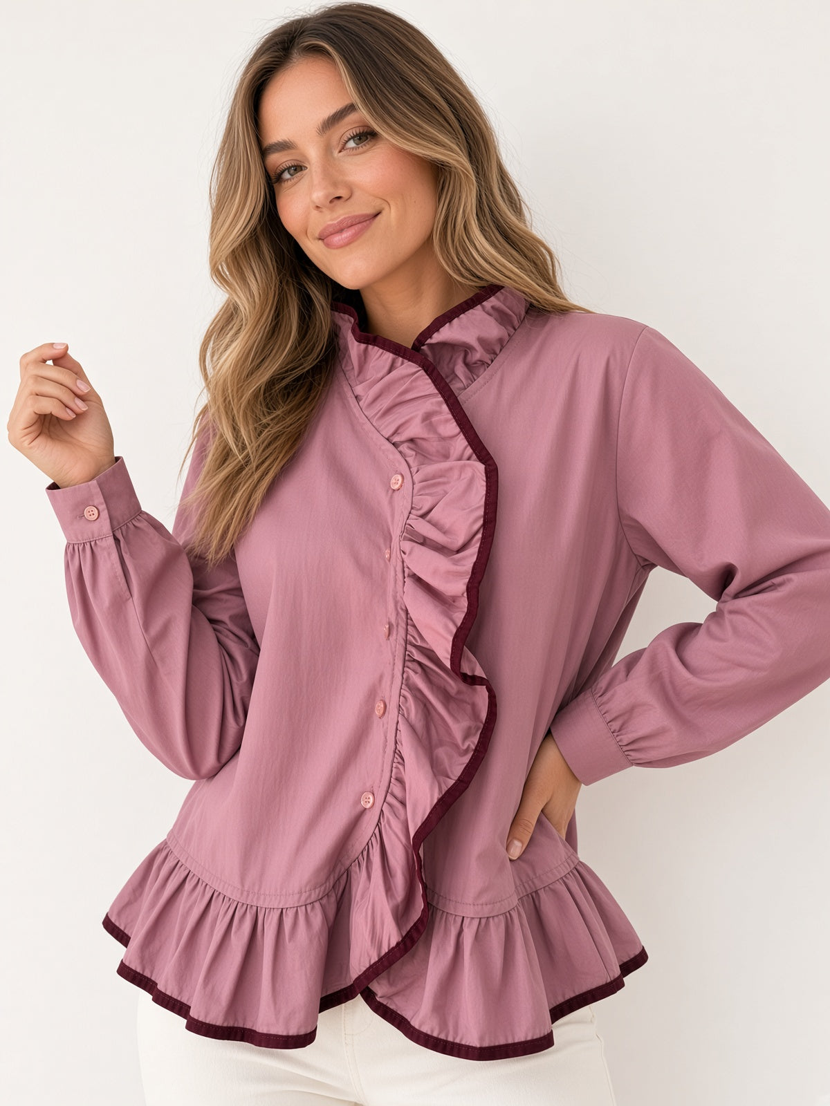 Camisa con volantes 39818