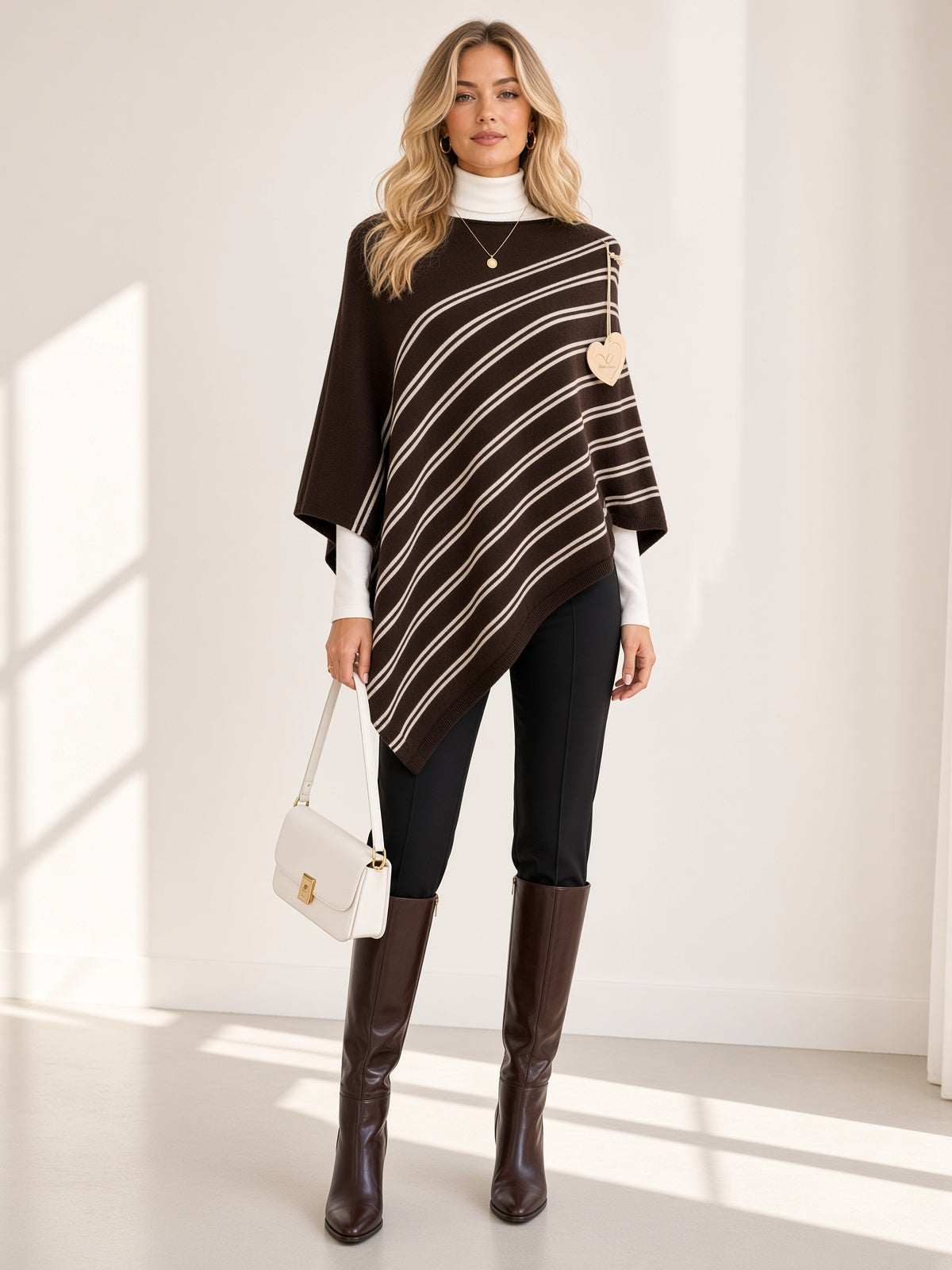 Poncho de punto a rayas 80768