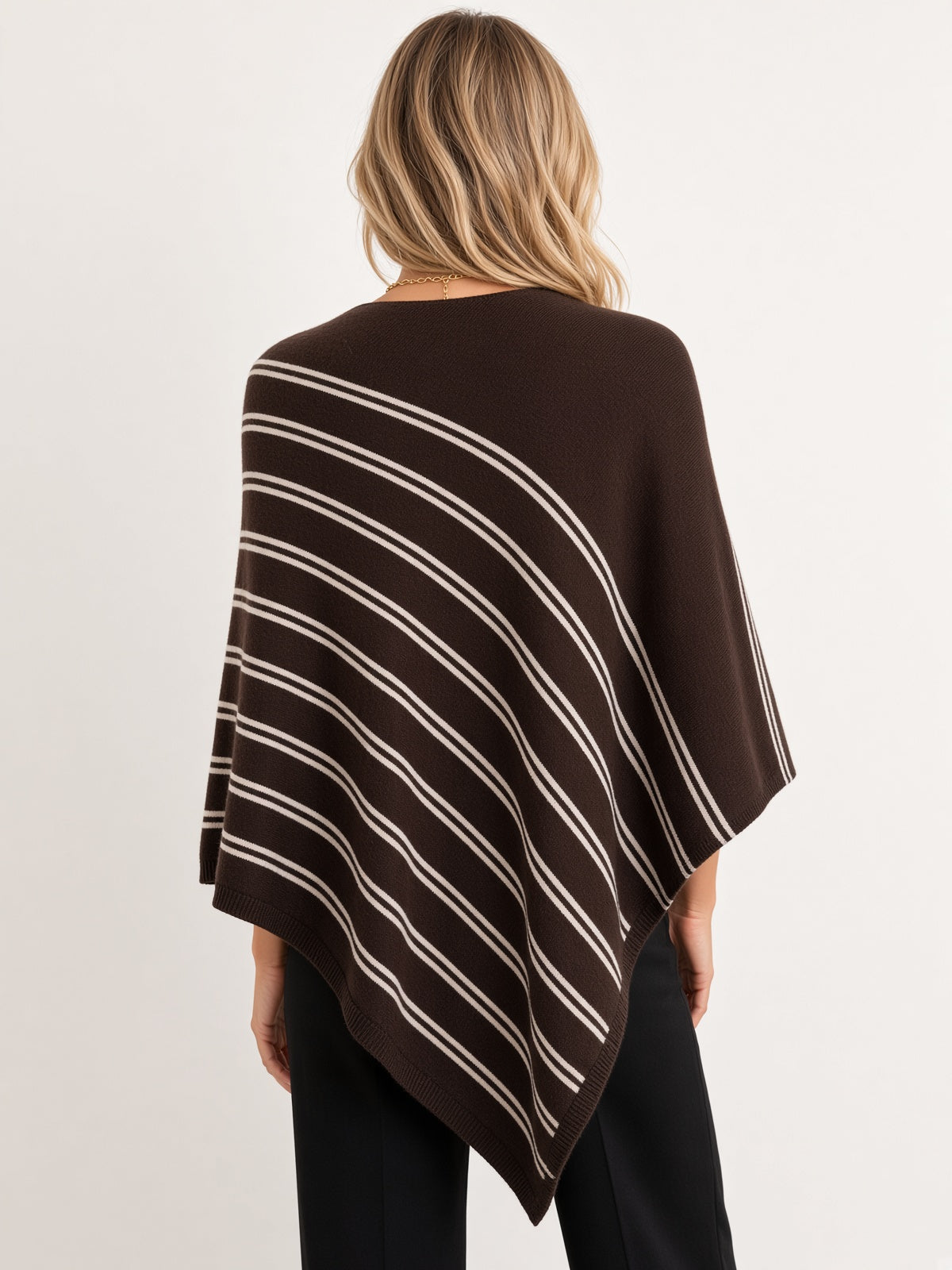 Poncho de punto a rayas 80768
