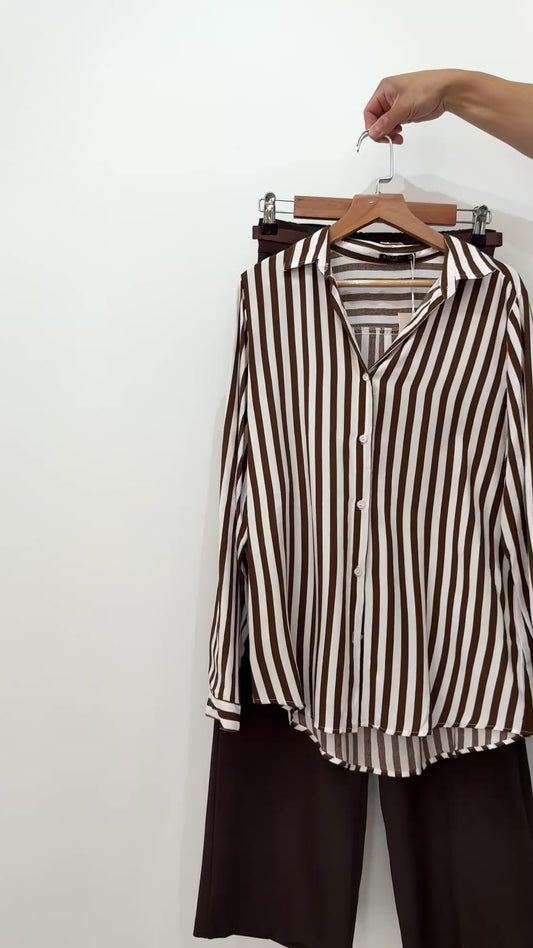 Camisa de rayas Marrón 2282